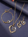 Conjunto de 4 piezas: collar, pendientes, pulsera y joyas con delicados corazones dobles - Quierox - Tienda Online