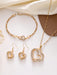 Conjunto de 4 piezas: collar, pendientes, pulsera y joyas con delicados corazones dobles - Quierox - Tienda Online