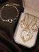 Conjunto de 4 piezas: collar, pendientes, pulsera y joyas con delicados corazones dobles - Quierox - Tienda Online