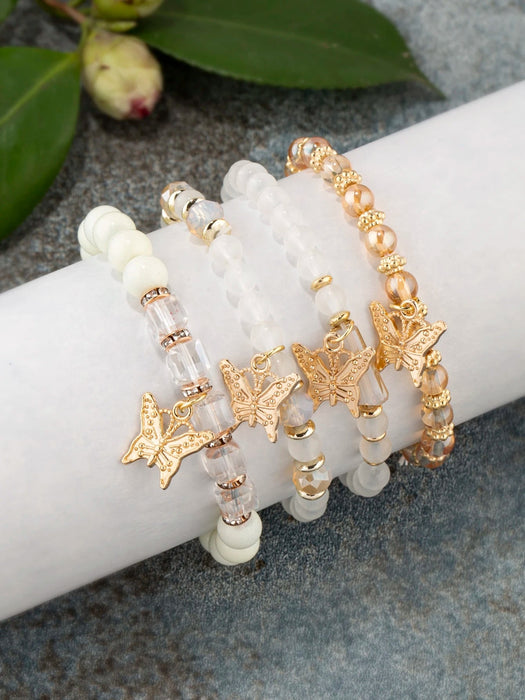 Conjunto de 4 pulseras con colgante de mariposa - Quierox - Tienda Online