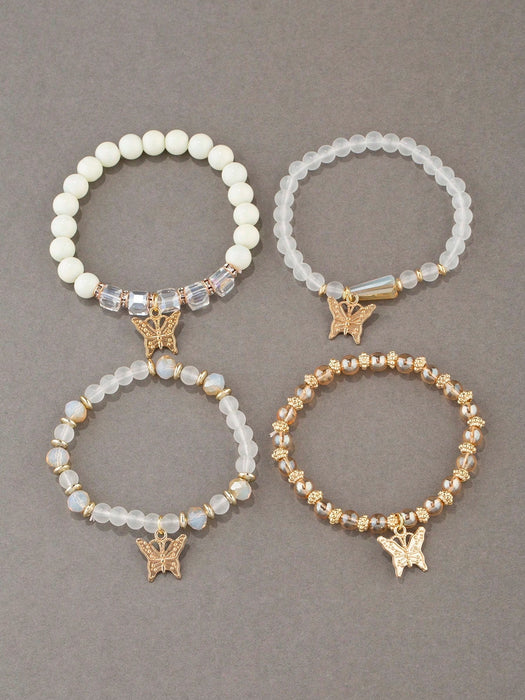 Conjunto de 4 pulseras con colgante de mariposa - Quierox - Tienda Online