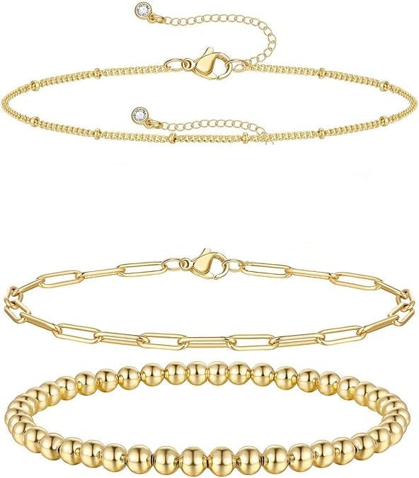 Conjunto de 4 pulseras de cadena con eslabones delicados, pulsera de eslabones metálicos - Quierox - Tienda Online