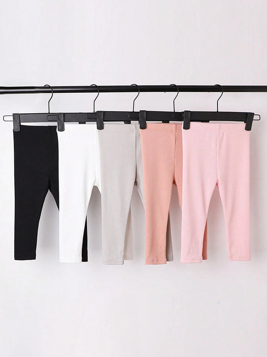 Conjunto de 5 leggings elásticos sencillos para bebé niña, nuevo estilo de primavera/otoño - Quierox - Tienda Online