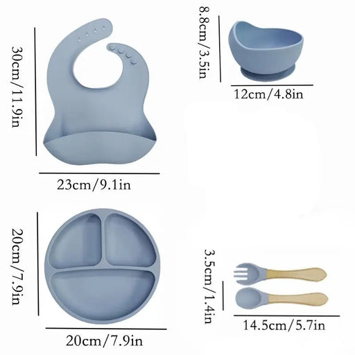 Conjunto de 5 piezas de traje de alimentación de silicona - Incluye tazón de succión - Quierox - Tienda Online