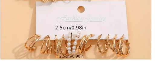 Conjunto de 6 pares de pendientes de aro delicados de aleación de zinc - Quierox - Tienda Online