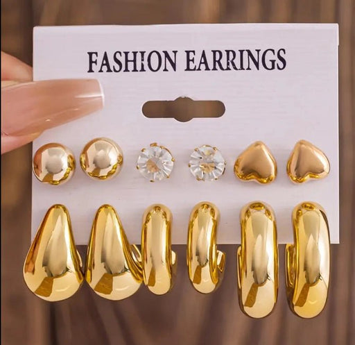 Conjunto de 6 piezas de pendientes de aro con forma de gota de agua - Quierox - Tienda Online