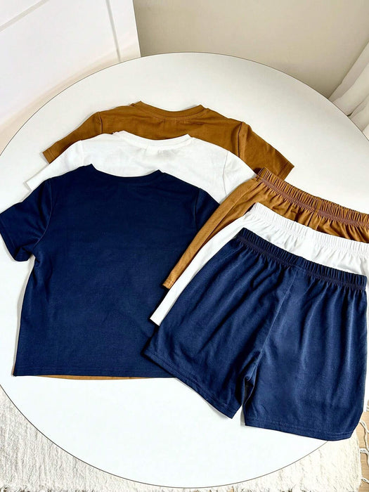 Conjunto de 6pcs de camisetas de manga corta y pantalones cortos para niños - Quierox - Tienda Online