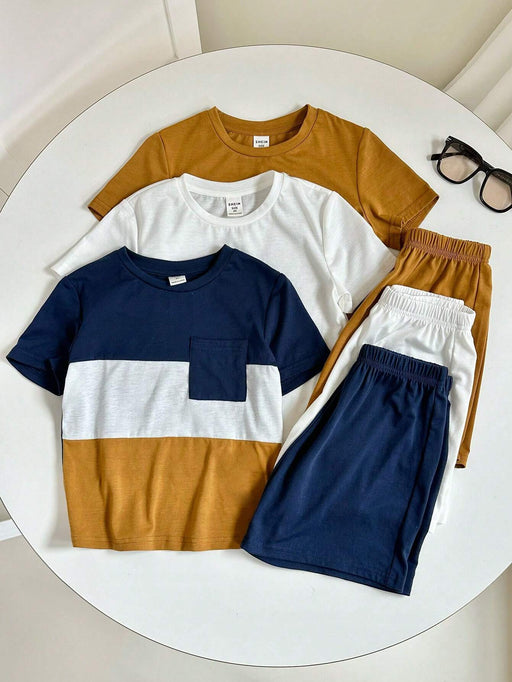 Conjunto de 6pcs de camisetas de manga corta y pantalones cortos para niños - Quierox - Tienda Online