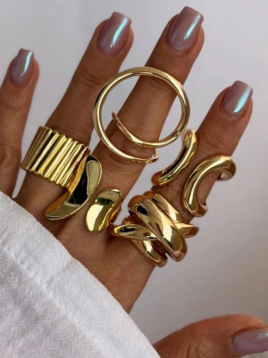 Conjunto de 7pcs de anillos gruesos de estilo vintage apilables con múltiples elementos - Quierox - Tienda Online