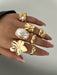Conjunto de 7pcs de anillos gruesos de estilo vintage apilables con múltiples elementos - Quierox - Tienda Online