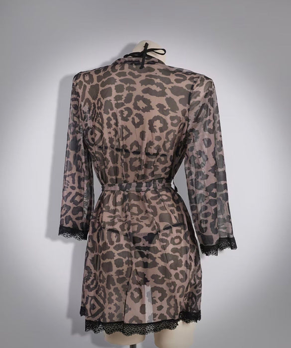 Conjunto de bata de lujo con estampado de leopardo para mujer - Quierox - Tienda Online