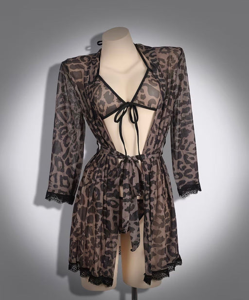 Conjunto de bata de lujo con estampado de leopardo para mujer - Quierox - Tienda Online