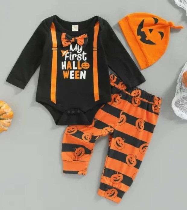 Conjunto de bebé niño con estampado de calabaza de 3 piezas - Quierox - Tienda Online