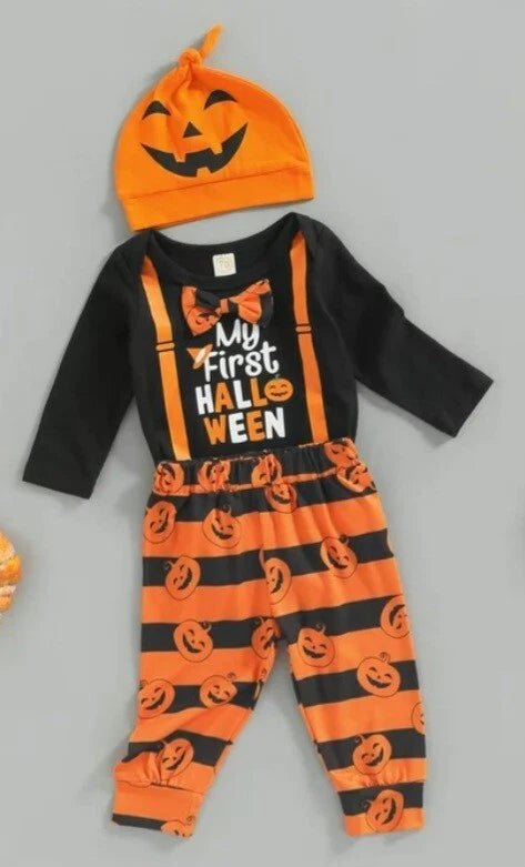 Conjunto de bebé niño con estampado de calabaza de 3 piezas - Quierox - Tienda Online