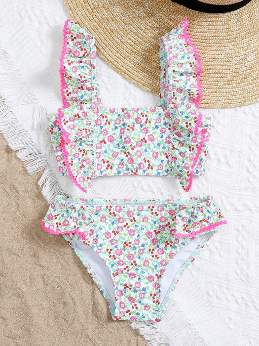 Conjunto de bikini con volantes y estampado floral, para playa de verano - Quierox - Tienda Online