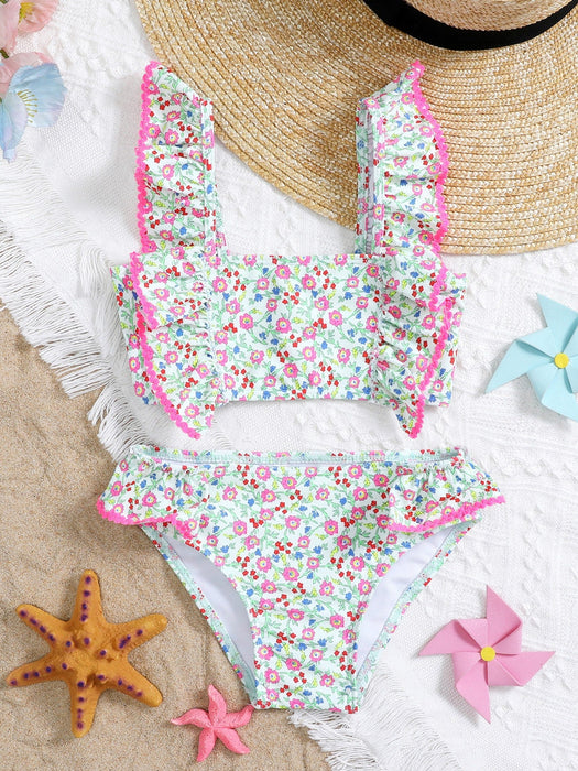 Conjunto de bikini con volantes y estampado floral, para playa de verano - Quierox - Tienda Online