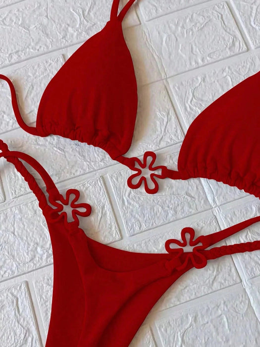 Conjunto de bikini rojo sexy para mujer, ideal para vacaciones, fiestas y citas - Quierox - Tienda Online