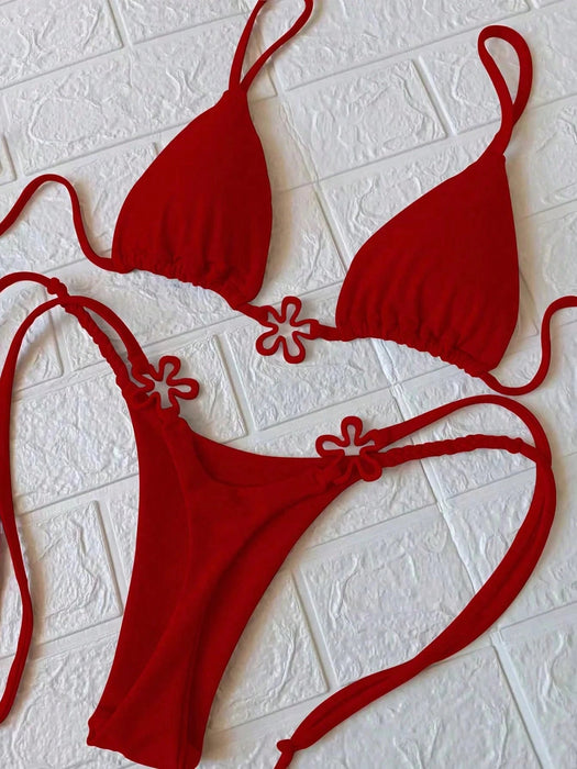 Conjunto de bikini rojo sexy para mujer, ideal para vacaciones, fiestas y citas - Quierox - Tienda Online