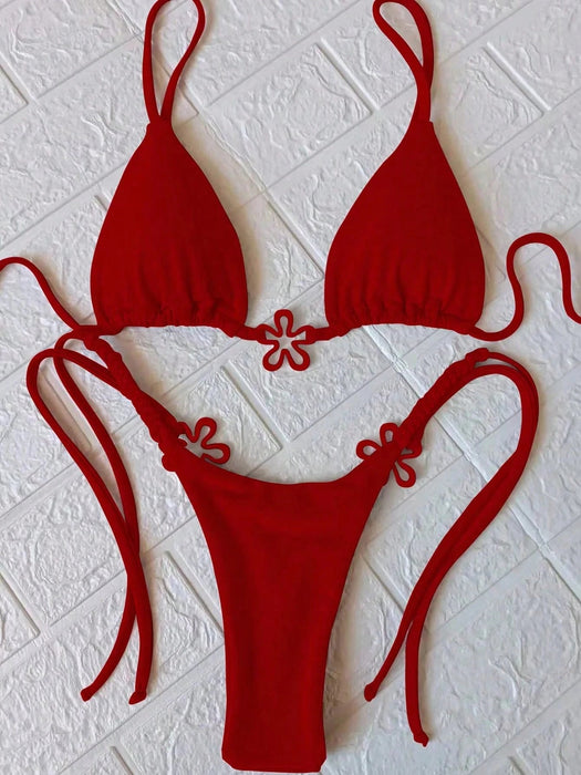 Conjunto de bikini rojo sexy para mujer, ideal para vacaciones, fiestas y citas - Quierox - Tienda Online