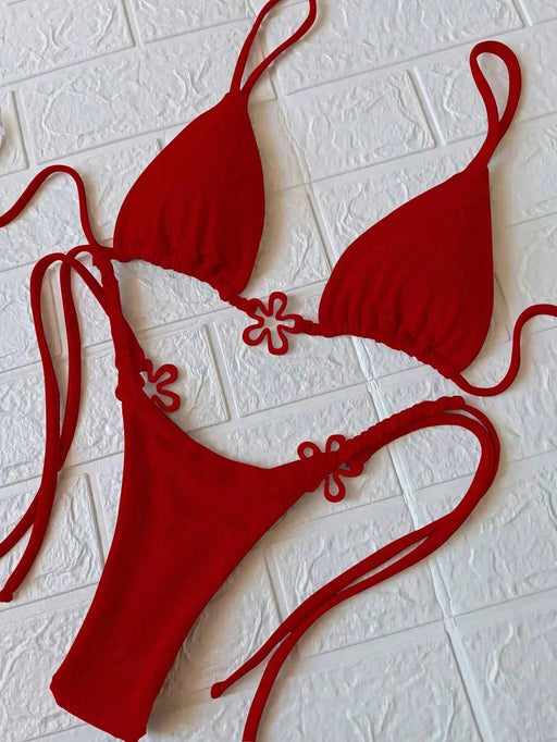 Conjunto de bikini rojo sexy para mujer, ideal para vacaciones, fiestas y citas - Quierox - Tienda Online