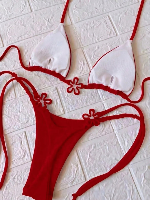 Conjunto de bikini rojo sexy para mujer, ideal para vacaciones, fiestas y citas - Quierox - Tienda Online