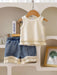 Conjunto de blusa con flecos de unicolor para niña y shorts de mezclilla con flecos - Quierox - Tienda Online
