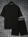 Conjunto de camiseta casual para hombres, estampado de letras y flores - Quierox - Tienda Online