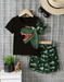 Conjunto de camiseta con estampado de dinosaurio y shorts de camuflaje para niño - Quierox - Tienda Online