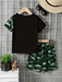 Conjunto de camiseta con estampado de dinosaurio y shorts de camuflaje para niño - Quierox - Tienda Online