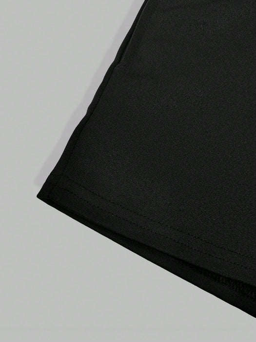 Conjunto de camiseta holgada con gráfico de letras y pantalones cortos de unicolor - Quierox - Tienda Online