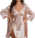 Conjunto de camisón de satén para mujer con bata sexy de encaje para dormir - Quierox - Tienda Online