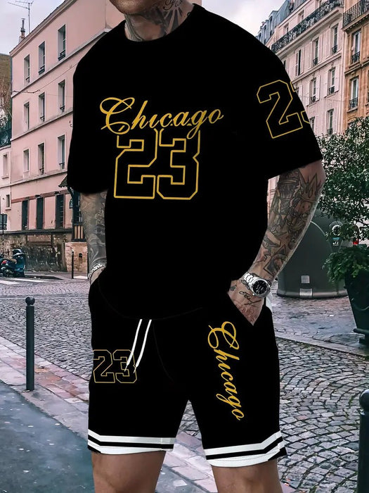 Conjunto de camista y pantalón corto con estampado de letras - Quierox - Tienda Online