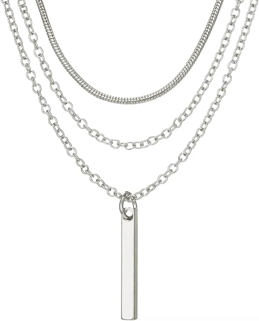 Conjunto de collar de cadena de plata de moda, varias cadenas con colgante - Quierox - Tienda Online