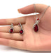 Conjunto de collar y pendientes colgantes de lágrima con flor de cristal rojo - Quierox - Tienda Online