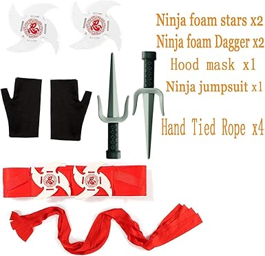 Conjunto de disfraces de ninja para niños, para Halloween con accesorios de ninja de lujo - Quierox - Tienda Online