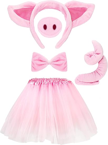 Conjunto de disfraz de cerdo, falda tutú de cerdo, kit de disfraz de animal, accesorios para niños - Quierox - Tienda Online