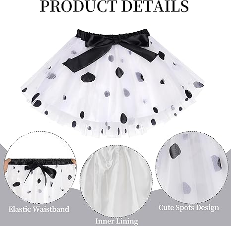 Conjunto de disfraz de dálmata Haakong con falda de tutú y diadema con orejas - Quierox - Tienda Online