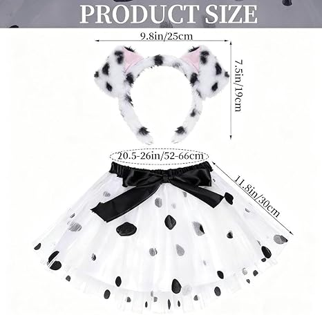Conjunto de disfraz de dálmata Haakong con falda de tutú y diadema con orejas - Quierox - Tienda Online