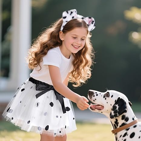 Conjunto de disfraz de dálmata Haakong con falda de tutú y diadema con orejas - Quierox - Tienda Online