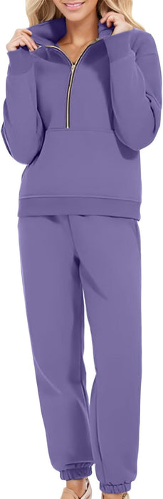 Conjunto de dos piezas para mujer, conjunto de descanso con media cremallera - Quierox - Tienda Online