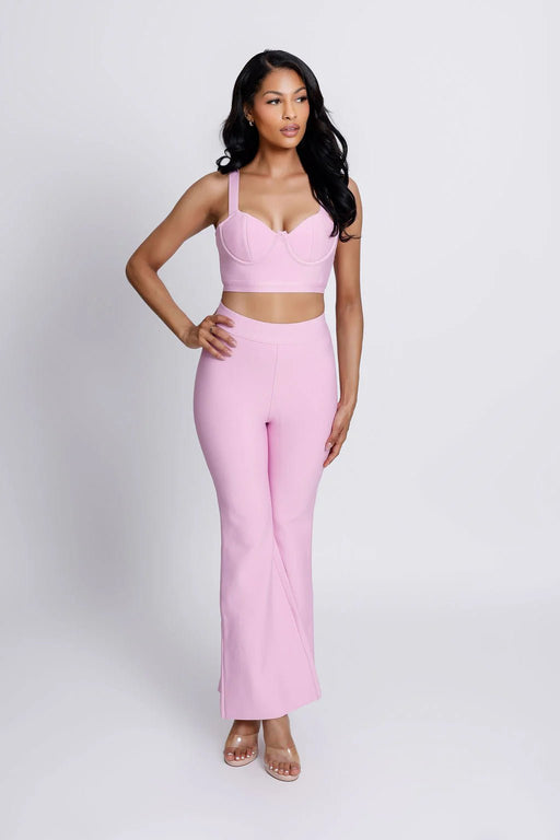 Conjunto de dos piezas rosa con bralette - Quierox - Tienda Online