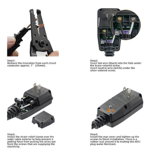 Conjunto de enchufe de repuesto GFCI portátil de ángulo recto de 2 clavijas - Quierox - Tienda Online
