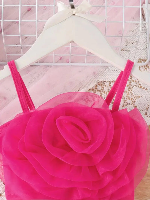 Conjunto de falda y top con estampado floral Rosa y blanco vibrantes, estilo casual con detalle de lazo - Quierox - Tienda Online