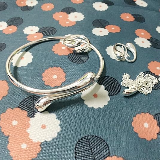 Conjunto de joyería de 4 piezas: pendientes, brazalete, collar y anillo con forma de gota de agua - Quierox - Tienda Online