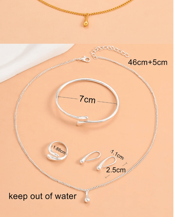 Conjunto de joyería en forma de lágrima para mujer, anillo Simple, collar, pulsera, pendientes - Quierox - Tienda Online