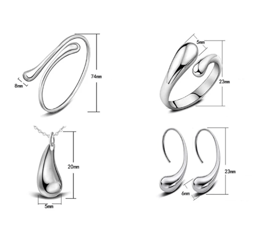 Conjunto de joyería en forma de lágrima para mujer, anillo Simple, collar, pulsera, pendientes - Quierox - Tienda Online