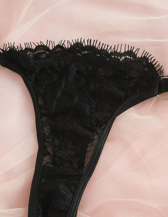 Conjunto de lencería de sujetador y braguita de encaje floral - Quierox - Tienda Online