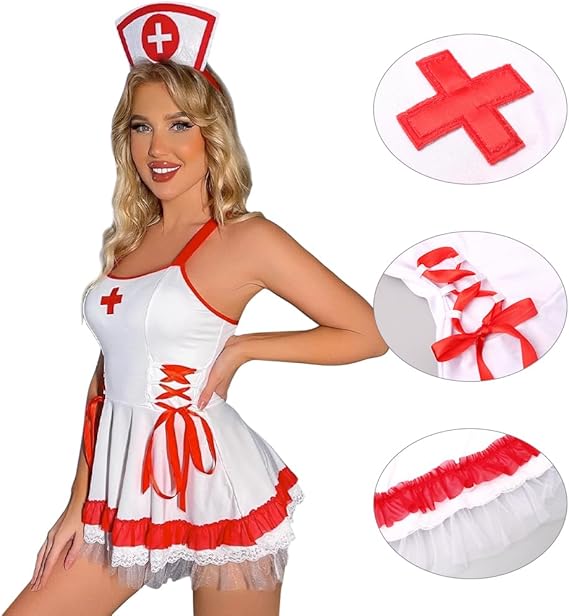 Conjunto de lencería sexy disfraz de enfermera para mujer - Quierox - Tienda Online