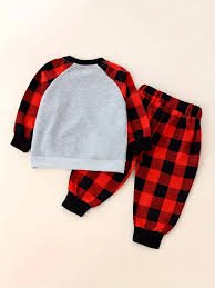 Conjunto de lindo top navideño y Pantalones de Cuadros para Bebés Niños - Quierox - Tienda Online
