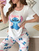 Conjunto de pijama de dos piezas con estampado de Stitch, para mujer - Quierox - Tienda Online